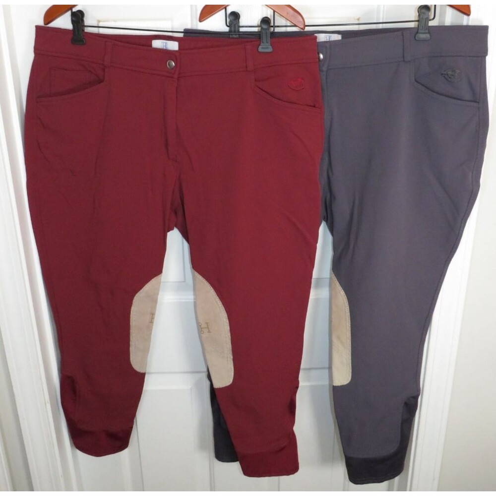 *Lot of 2* Hadley by SmartPak Women's Riding Breeches 40/42R Gray & Burgundy
